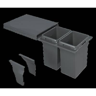 Wireli Odpadkový 2-kôš Elegancia, 2 x 18 l, K40-sivý plast