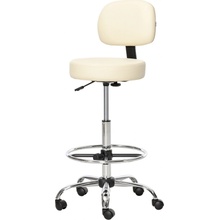 HOMCOM Barová stolička Otočná židle Výškově nastavitelná barová stolička s kolečky z PU kůže Pracovní stolička Kancelářská stolička otočná o 360° s čalouněným opěradlem Béžová 56 x 57 x 104-127 cm