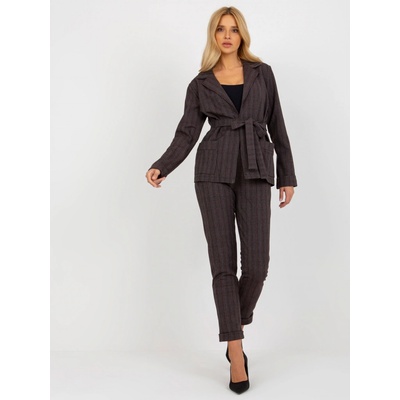 Kockované sako na zavazovanie LK-MA-507802.22-DARK GREY
