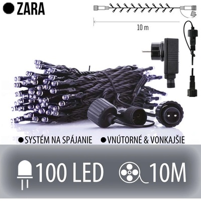 EMOS ZARA spojovateľná LED štartovacia súprava svetelná reťaz adapter vonkajšia 100LED 10M Studená biela