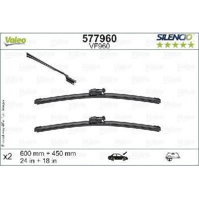 VALEO Sada stěračů Silencio Flat Blade set 600+450 mm VA 577960