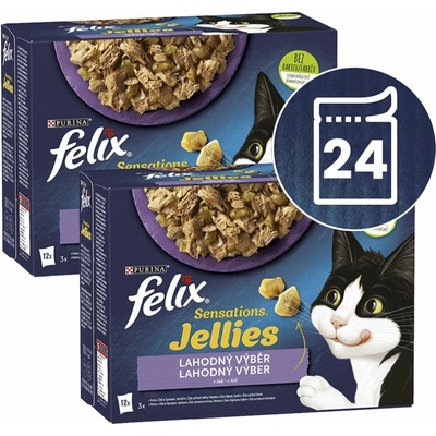 Felix Sensations Jellies jahňacie makrela sleď morka v želé 24 x 85 g