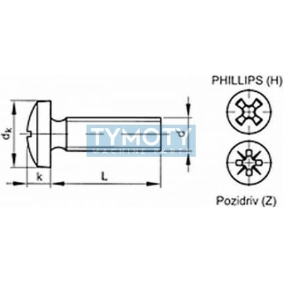 Skrutka s drážkou Phillips DIN 7985 M3,5x8 pozink