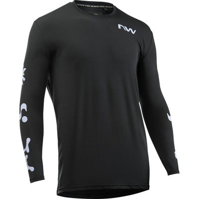 Northwave Мъжка фланелка с къс ръкав за колоездене Northwave Xtrail Jersey Long Sleeve Cycling jersey - Black / Ice Grey - размер XXL (056-3994-0116)