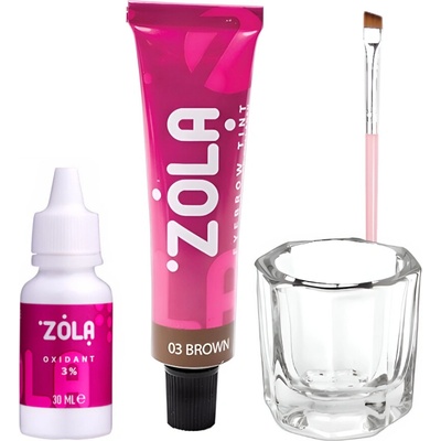 Zola barva na obočí s kolagenem 03 Brown hnědá 15 ml – Sleviste.cz
