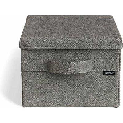 Bigso Sivý látkový úložný box s vekom 27x36x19 cm