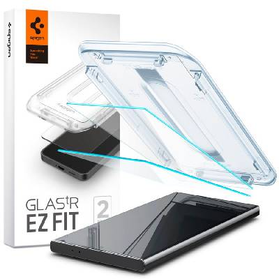 2 Стъклени протектора за дисплей на Samsung Galaxy S24 Ultra от Spigen Glas. TR " Ez Fit" - Прозрачни (8809971224116)