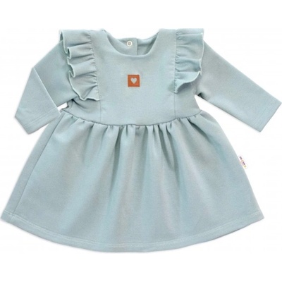 Baby Nellys Dětské teplákové šaty tunika Vintage Love mátové