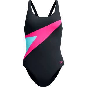 Speedo Дамски бански костюм Speedo Women's Hyperboom Butterfly Back Swimsuit - Anthracite / Margarita Pink - размер 42 (EU) (150-6747-0116)