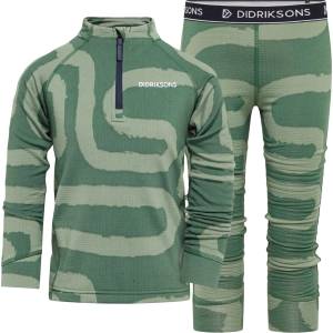 Didriksons Детско ски бельо Didriksons Kid's Jadis Printed Set Ski underwear - Path Dark Moss - размер 130 (714-2017-0116)