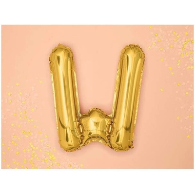 PartyDeco Fóliový balónek písmeno W zlatý 35 cm