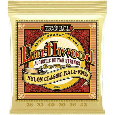 Ernie Ball Earthwood Folk Nylon, Clear & Gold Ball End