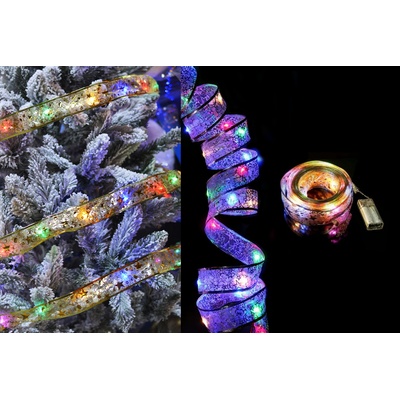 Euro Habitat Vánoční stuha s LED světýlky 1000cm 100LED Zlatá stuha barevná