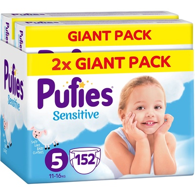 pufies Бебешки пелени Pufies Sensitive 5, 11-16 kg, 152 броя, Giant Pack (3800024036484)