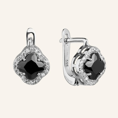 SilveAmo Stylové stříbrné náušnice s bílými a černými kubickými zirkony CK2FO.2042