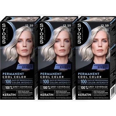 Syoss Cool Blonds Chladná Platinová Blond 12-59 3 x 115 ml barva na vlasy
