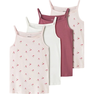 Name it Детски топ Name it Kid's Strap Top 4-Pack Top - Mauve Morn Cherry AOP / Rose Wine / Cloud Dancer - размер 110 (EU) (704-6372-0315)