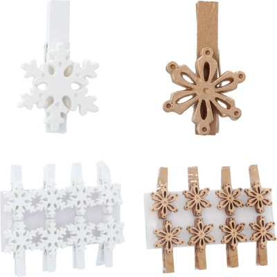 Pro-Tech shop Sada 8 drevených vianočných ozdôb s klipom 3x3cm mix vzorov 69467