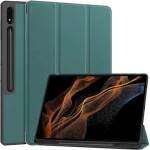Gigapack Samsung Tab S10 Ultra LTE / Tab S10 Ultra WIFI GIGAPACK Калъф с вертикална стойка, с ефект на кожа, активен FLIP, държач за стилус, ТЪМНОЗЕЛЕН (GP-163653)