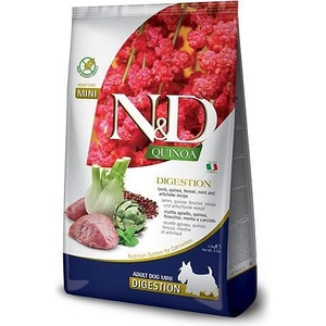 Farmina N&D Quinoa Digestion Lamb Adult MINI - суха храна за добро храносмилане, без зърнени култури за кучета над 1 година от дребни породи, с агнешко, киноа, копър, мента и артишок