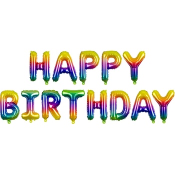 PartyDeco Балон от фолио Happy Birthday - дъга