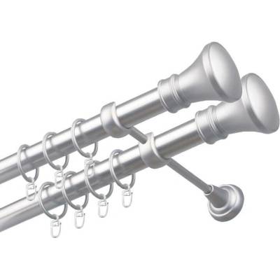 OK-GarnýžeCZ Garnýž kovová dvouřadá 25/25mm Koloseo double satina 110 cm do stěny / kroužky s háčkem