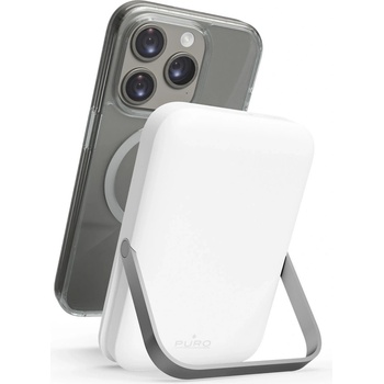 PURO Stand Power Mag 5000 mAh Power Bank MagSafe Бял (PUFCBB50P3MAGWHI)