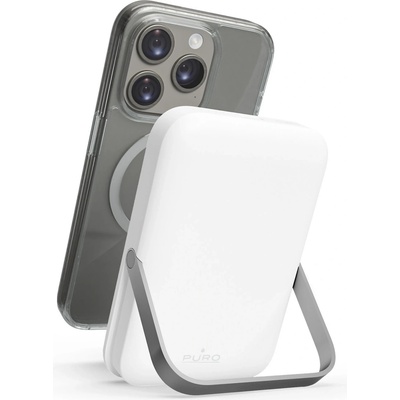 PURO Stand Power Mag 5000 mAh Power Bank MagSafe Бял (PUFCBB50P3MAGWHI)