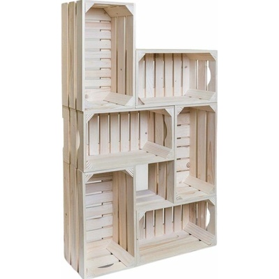 ČistéDřevo Dřevěné bedýnky knihovna 62x102x20 cm