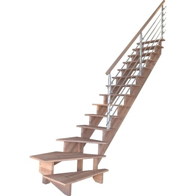 StarWood Schody Lindos Pro bukové pravé 80cm otevřené design. nerez. zábradlí