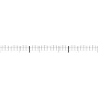 OMAXI Zahradní plot s kopím nahoře ocelový 1673 x 125 cm černý 714592