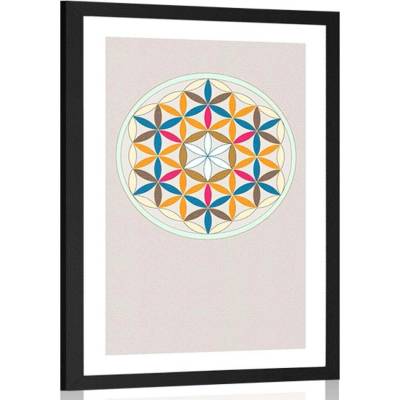 Plakát s paspartou barevná Mandala - 60x90 white