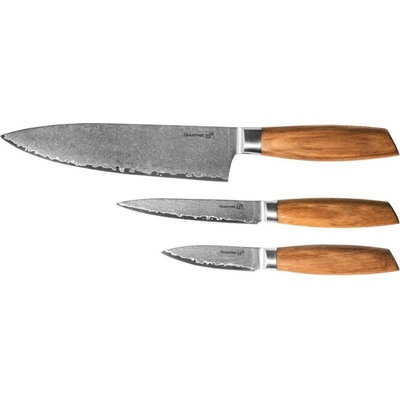 G21 Gourmet Damascus Sada nožov small box 3 ks rukoväť zebrawood
