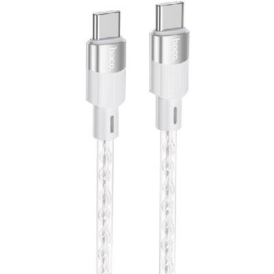 X99 Crystal Junction силиконов прозрачен кабел за зареждане и пренос на данни l USB-C / USB-C за iPhone / iPad / MacBook / AirPods - 1 м - сив (75358)