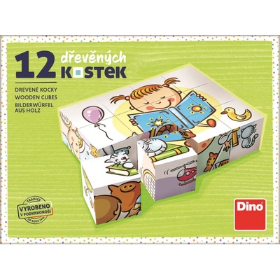 Dino obrázkové kostky Hezký den 12 kostek
