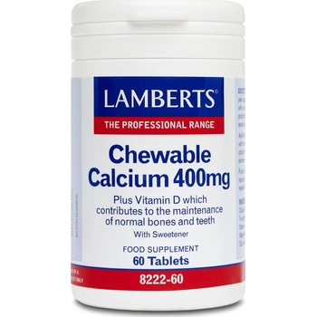 LAMBERTS Хранителна добавка калций и витамин Д дъвчащи таблетки, Lamberts Chewable Calcium 400mg 60