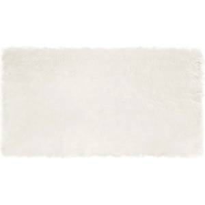Pure Line Home Пътека tafalla с дълъг косъм, имитация на вълна, с анти-слип основа, Бяла