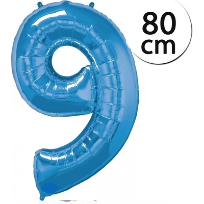 FUN RAG 9Blue 600276 Heliový balón fóliový číslo 9 modrý 80 cm