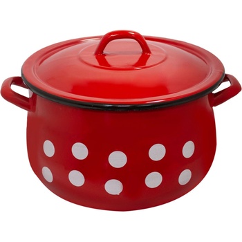 22 см (6 л. ) емайлирана тенджера с метален капак разцветка Бели точки на червен фон (217+39p/22)