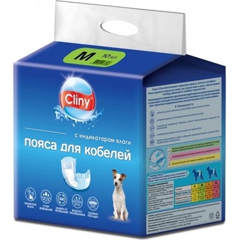 Image 1 of Екопром Cliny - хигиенни гащи за МЪЖКИ кучета, размер М, 4-8 кг и талия 35-50 см - 10 бр, Русия K215