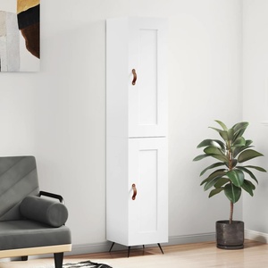 vidaXL Висок шкаф, бял гланц, 34, 5x34x180 см, инженерно дърво (3200427)
