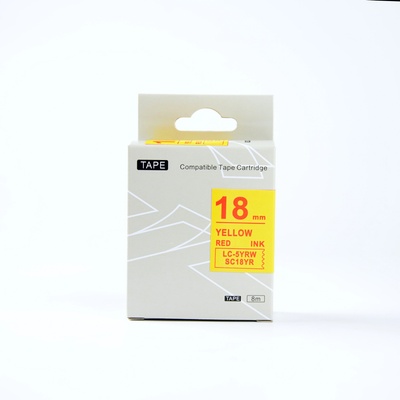 Compatible Epson LK-5YRN, SC18YR, 18mm x 9m, червен печат / жълт фон, съвместима лента (LKSC18YR)