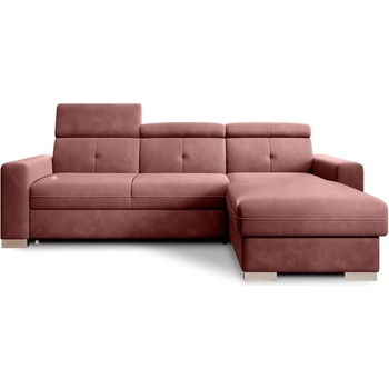 Eltap Розов кадифен разтегателен ъглов диван с място за съхранение (десен ъгъл) Fresia - ELTAP (CO-FR-RT-24LU)