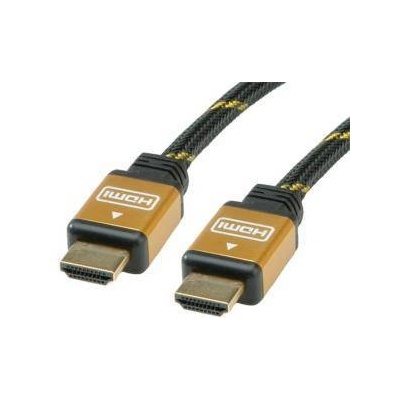 Roline Кабел ROLINE 11.04. 5562 : : Gold, HDMI High Speed, HDMI M - HDMI M, 2.0 м, Черен / Златист, 11.04. 5562
