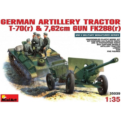 MiniArt German Artillery Tractor T-70r & Gun with Crew 1:35