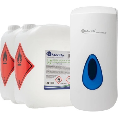 Merida Dávkovač mýdla DTN101 + 2 ks bezoplachový dezinfekční gel DGM105 5l transparentní