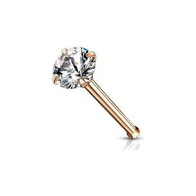 Šperky4U zlacený piercing do nosu čirý zirkon N0132RDC-025
