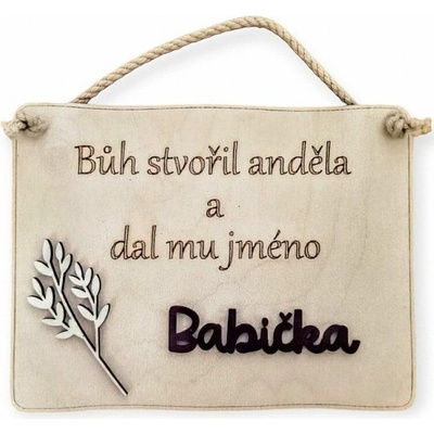 Dekorace z Řečice Cedulka Babička
