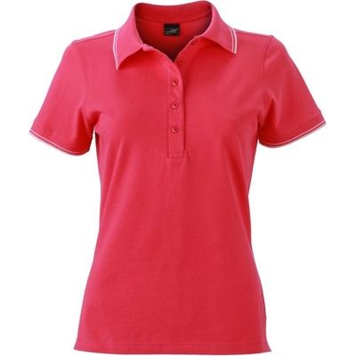 James & Nicholson Polokošile JN 985 krátký rukáv dámská COT-02098541302 Růžová bílá