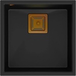 Quadron Unique David 40 композитна мивка за под плот, въглеродно черно - медна 42x42 см (HQD4242U7-C1) Мивка за вграждане